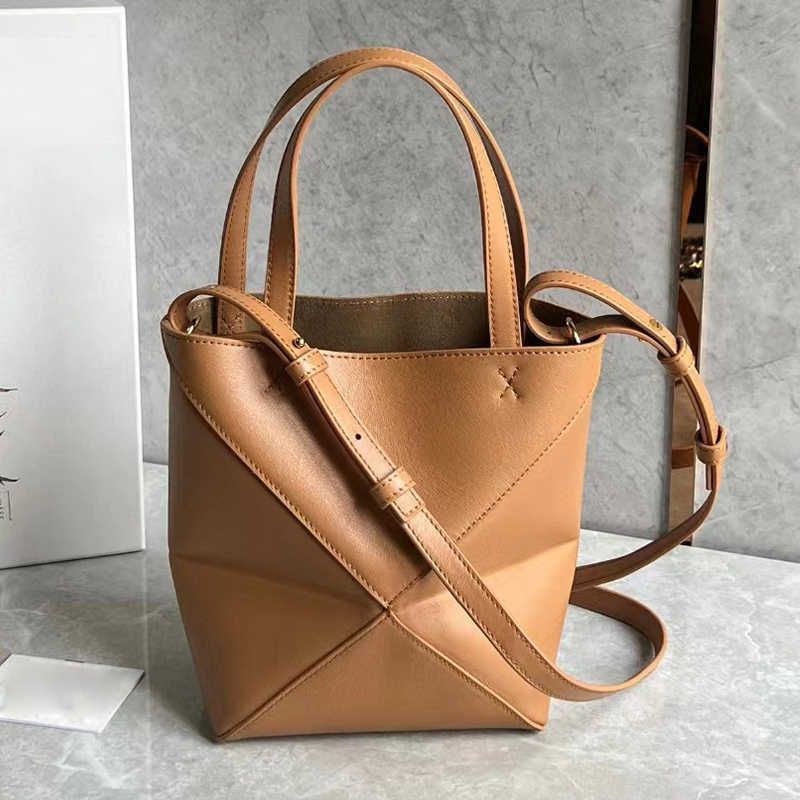 Folding Bag 16.5cm Brown Factory Leather