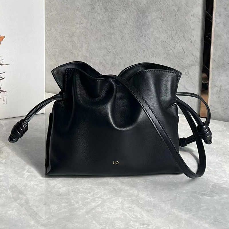 Folding Bag 16.5cm Black Factory Leather