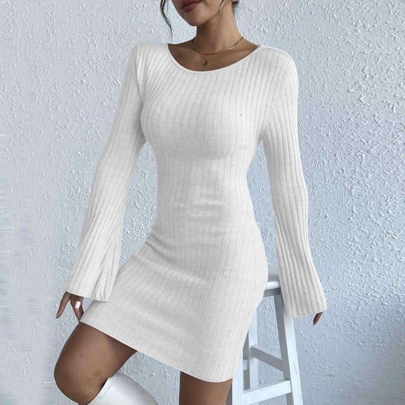 White Long Woolen Dress