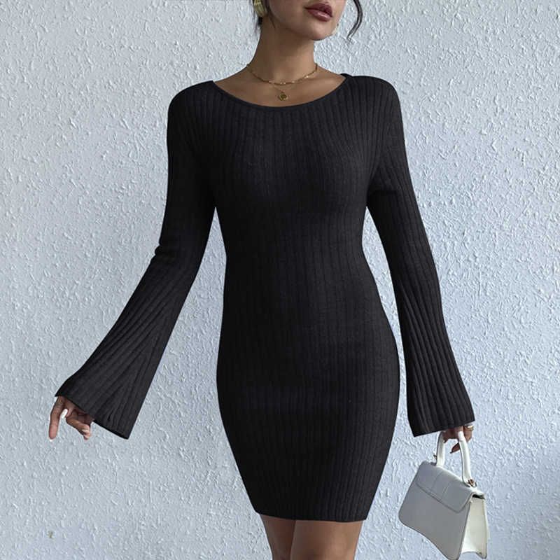 Black Long Woolen Dress