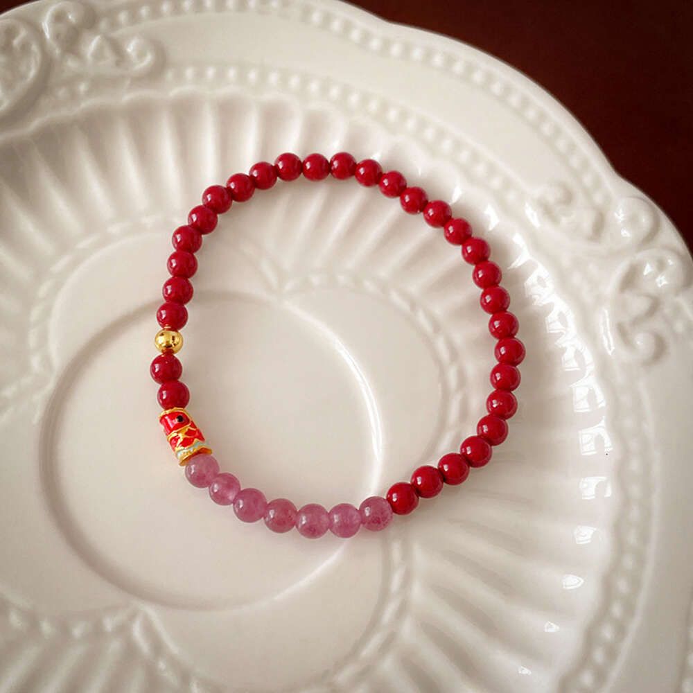 8 # pulseira de cristal de morango vermelho escuro