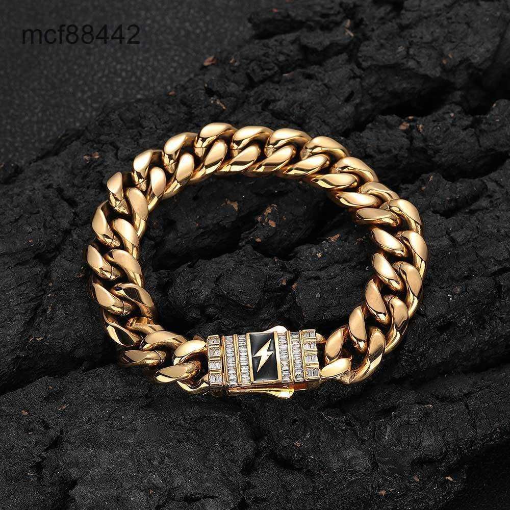 Złoto (szerokość 12 mm) -Bracelet 7 cali (l