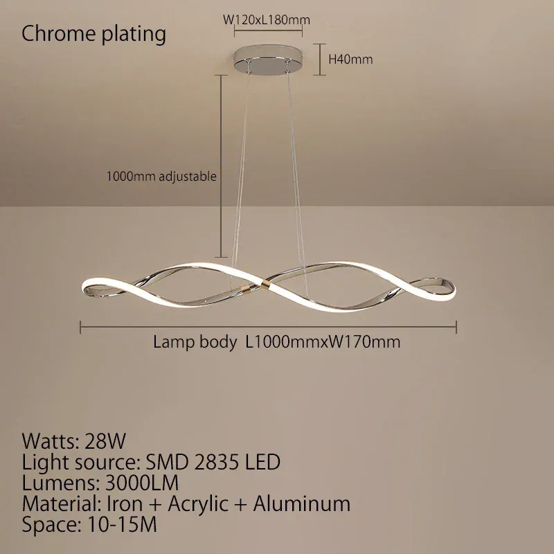 Chrome L1000mm Dimmable com remoto