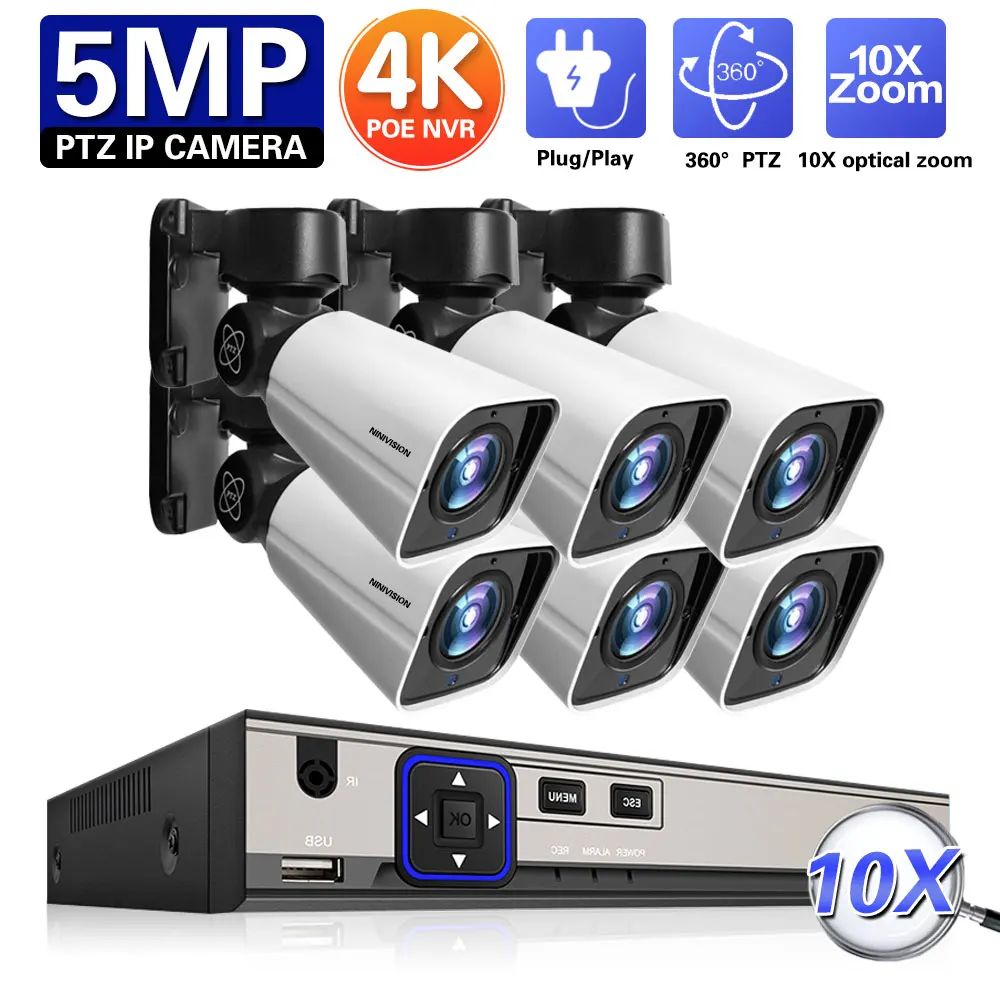 6 Cameras 8ch Nvr-3t-Us Plug