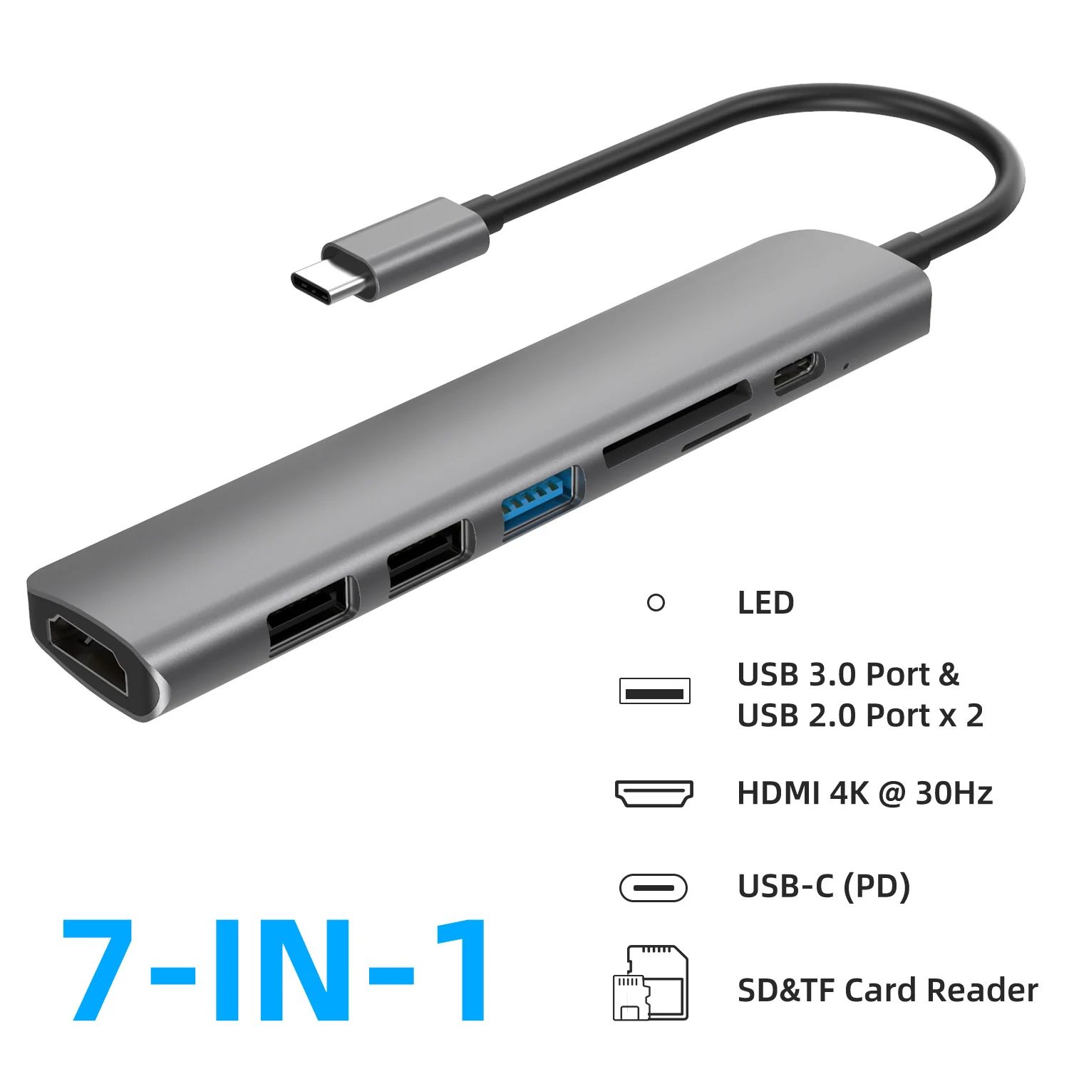 Färg: 7-i-1 HDMI PD-nav