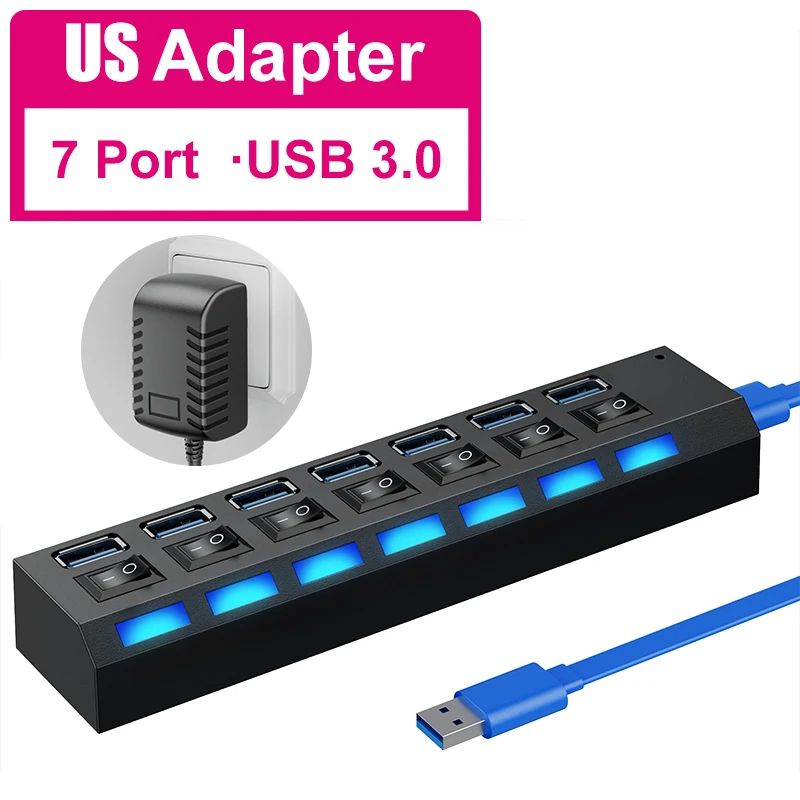 Couleur: USB3.0 7port avec nous