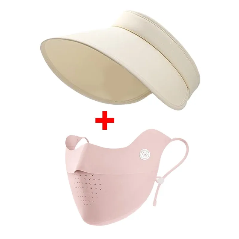 Chapéu branco máscara rosa