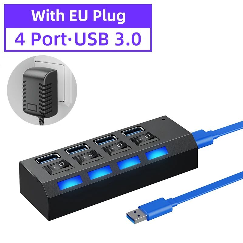 Kleur: USB3.0 4Port met EU