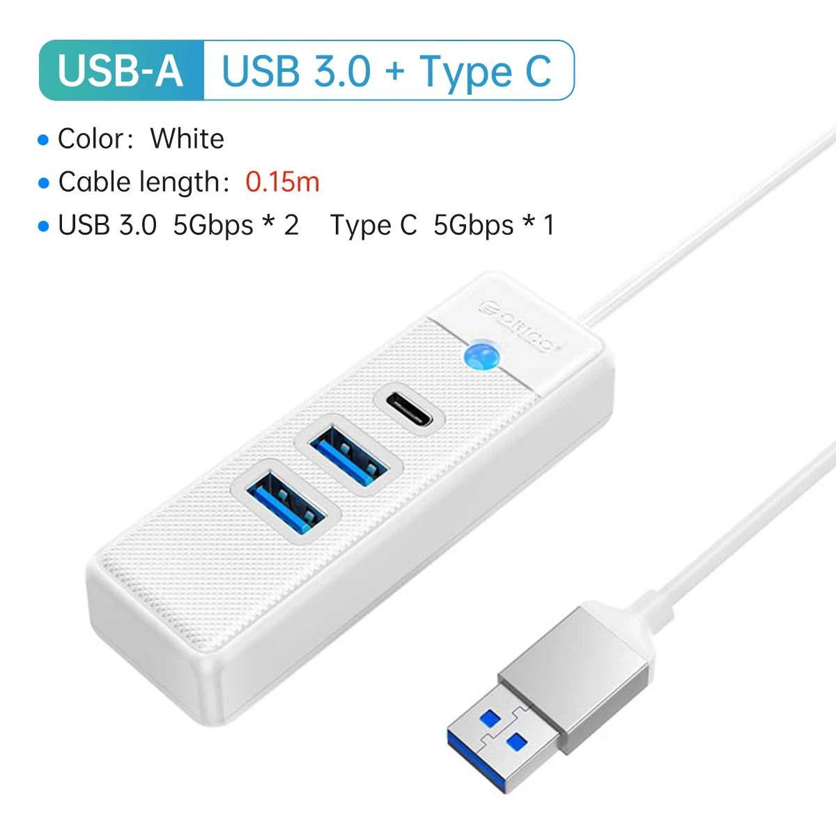Kleur: USB A 15 cm wit