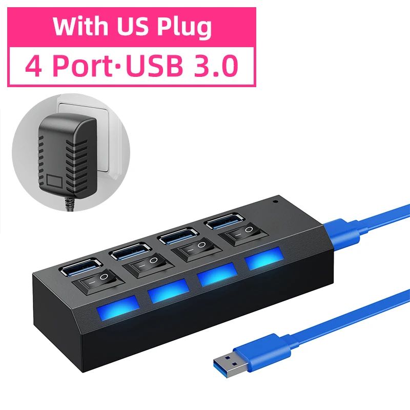 Kleur: USB3.0 4 Port met ons