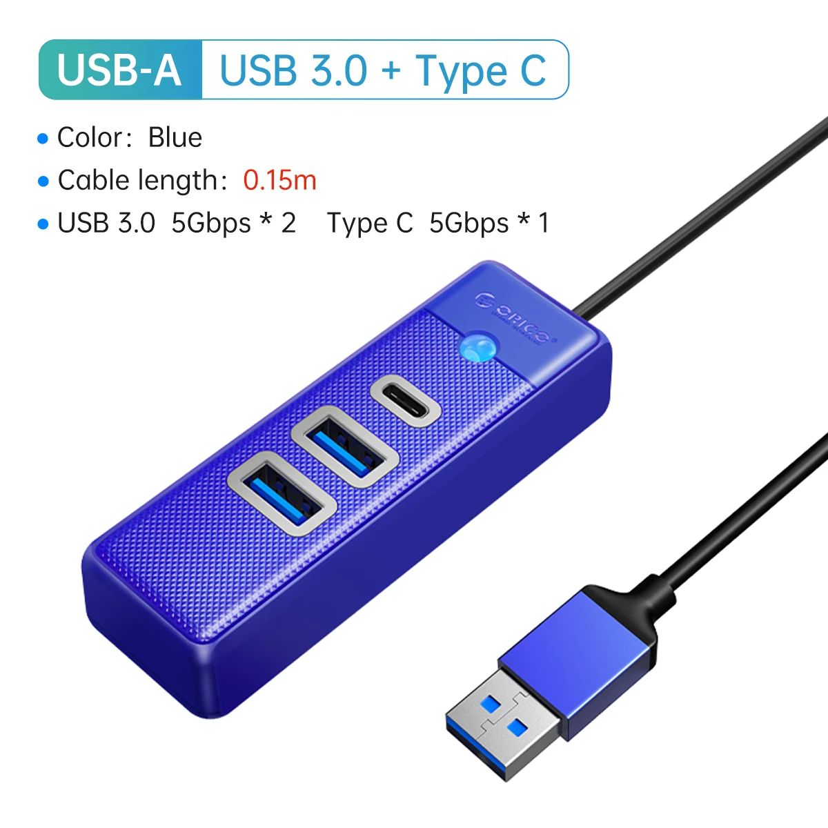 Kleur: USB A 15 cm blauw