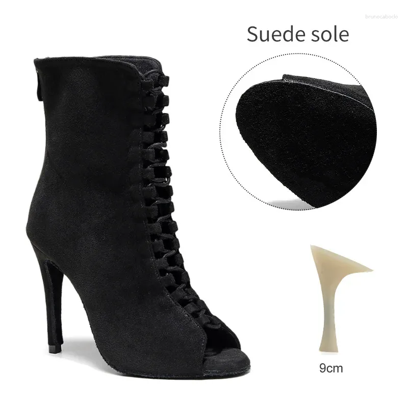 9cm Black  Suede