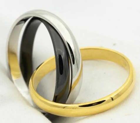 Three Color Three Ring Black Gold Whit