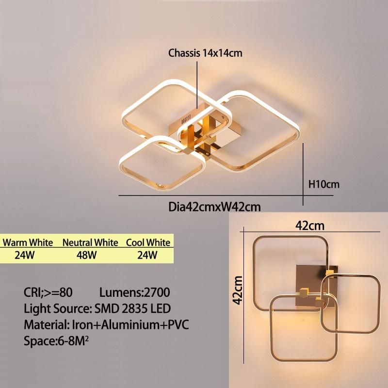 Dimmable RC с приложением 110 В золото 3 головы