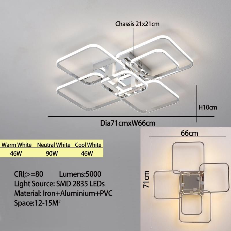 Dimmable RC с приложением 110V Chrome 6 голов