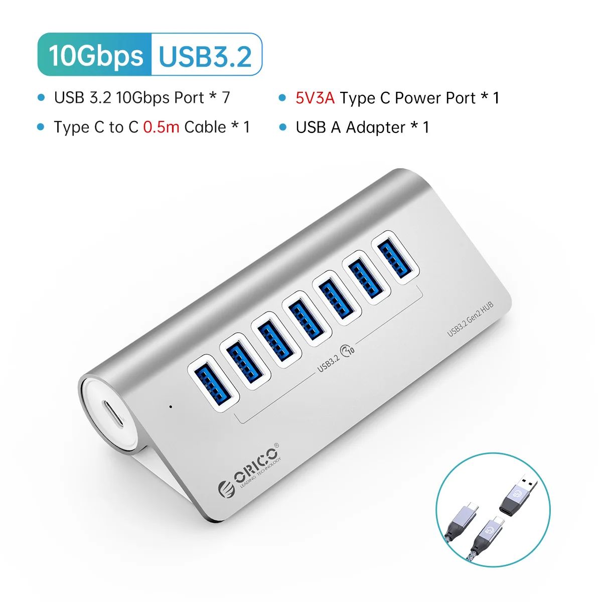 Cor: 7 porta USB 3.2 0,5m