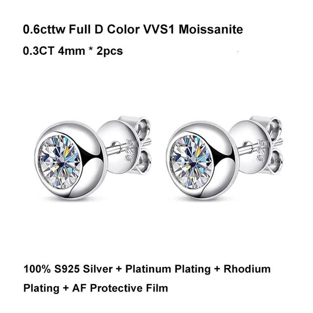 0,3 CT (4 mm) und 0,3CT-Moissanit 925