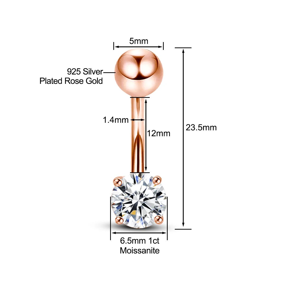 Металлический цвет: 6,5 мм 1CT