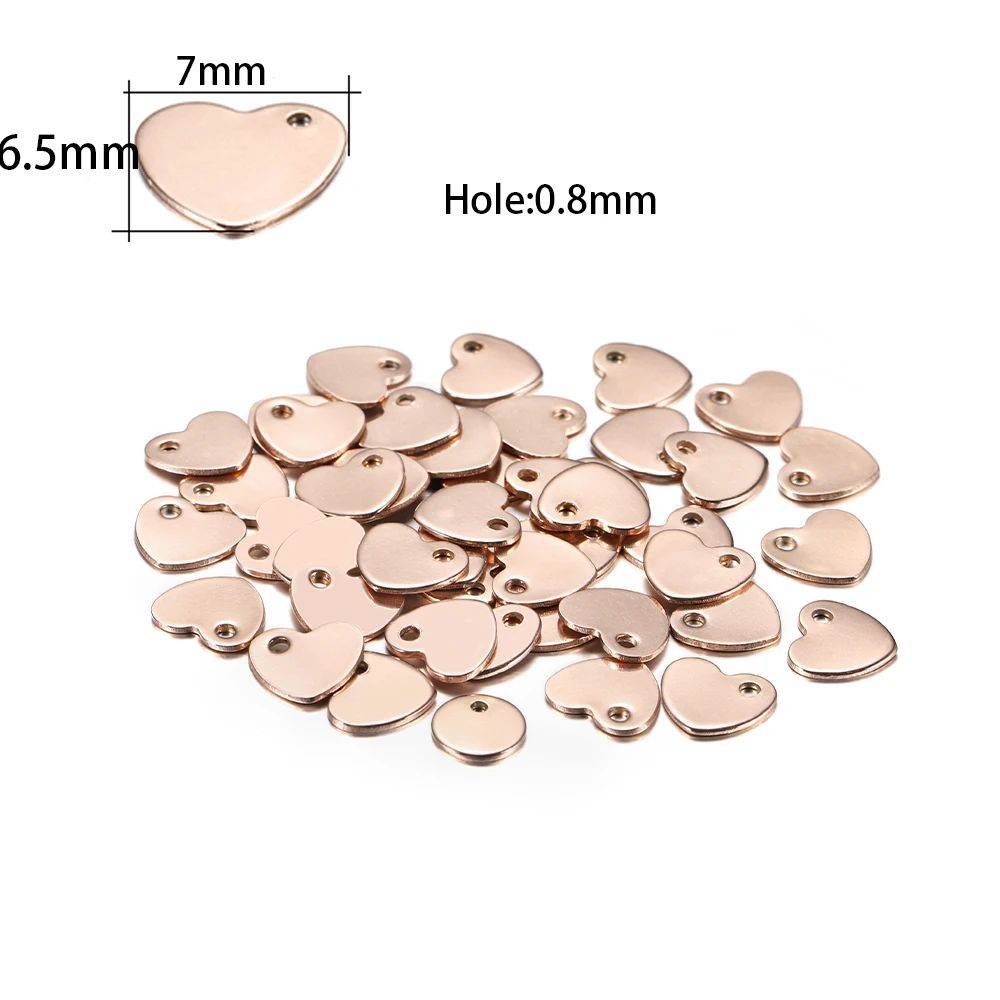 Metal color:Rose Heart 6.5x7mm