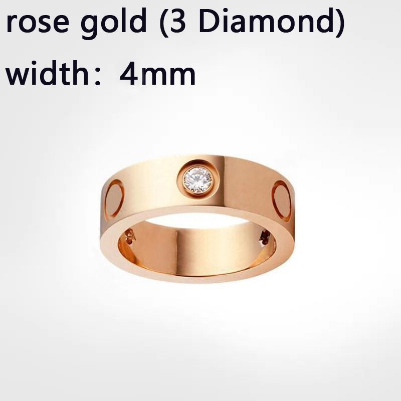 4 milímetros Rose ouro com diamante