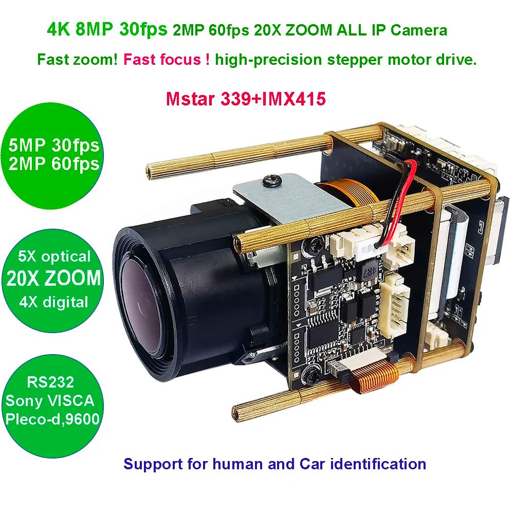 Taille du capteur: 4K 8MP 30FPS