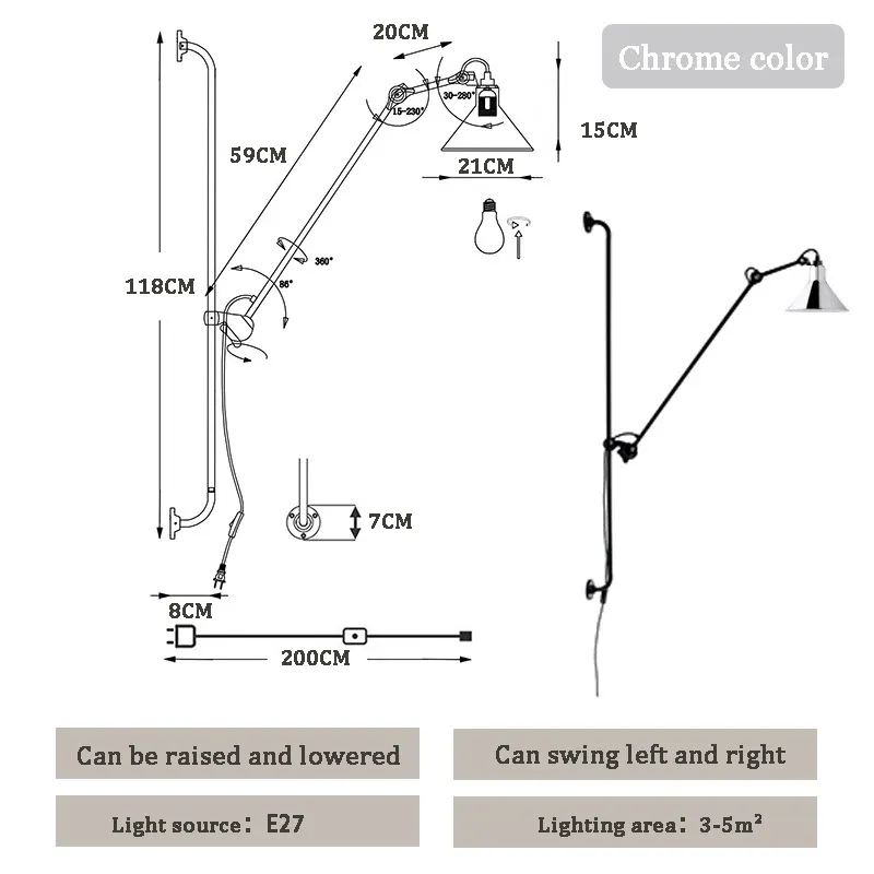 Contrôle de la paroi légère chaude Couleur chromée