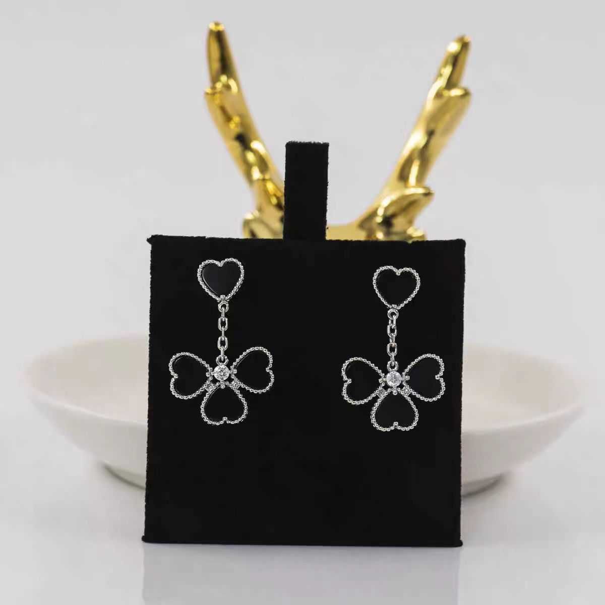 Platinum Black Love Earrings