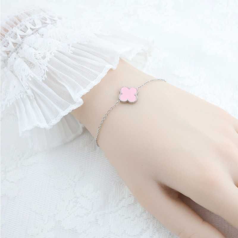 Silver Bracelet Pink Shell