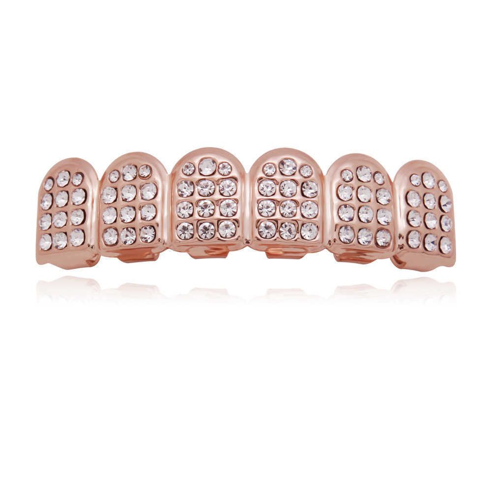 Denti superiori della tomaia superiore in oro rosa 12 diamanti