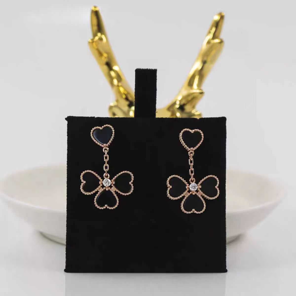 Rose Gold - Black Love Earrings