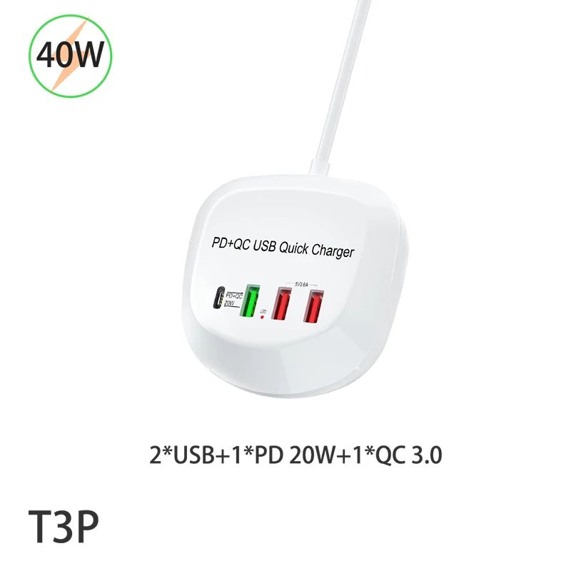 Kolor: Wtyczka UE Typ: 40W PD QC3.0