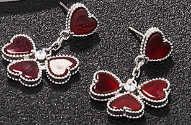 Platinum Red Love Earrings