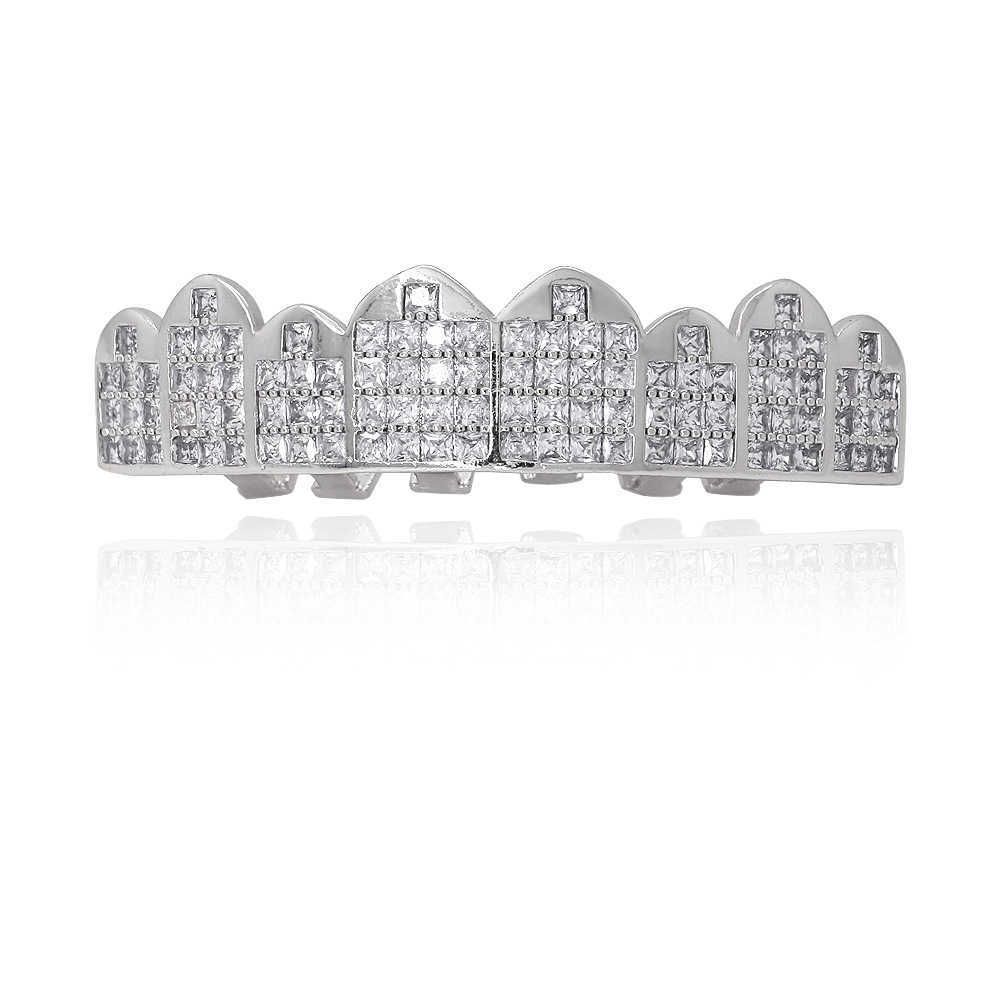 Denti superiori a diamante quadrato argento