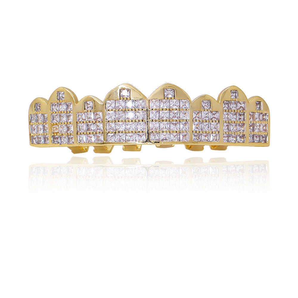 Denti superiori in oro quadrato diamantato