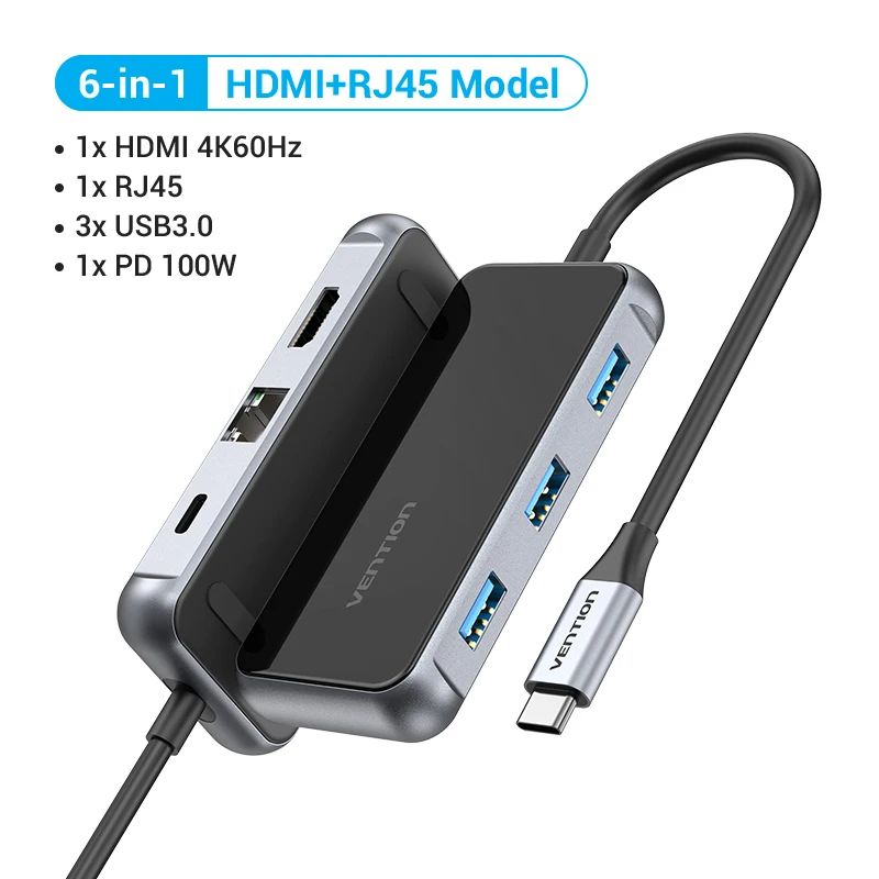 Cor: 6 em 1 RJ45 HDMI