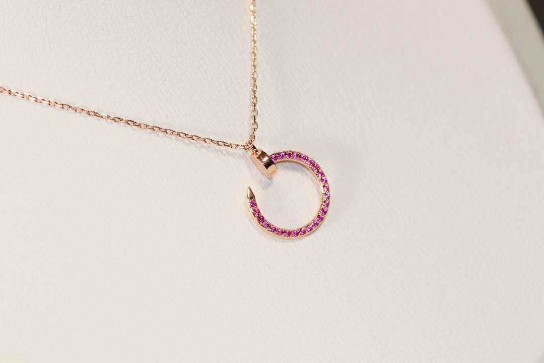 Rose Gold Pink Diamond Nail Necklace