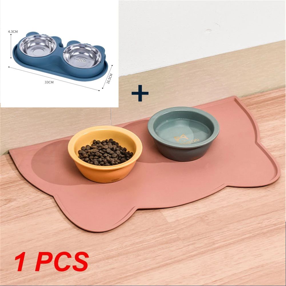 Color:Cat Mat C and Bowl