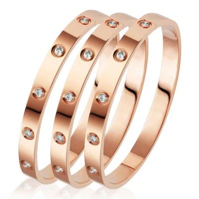 3 Pc Couleur Or Rose-Bangle Largeur 4mm