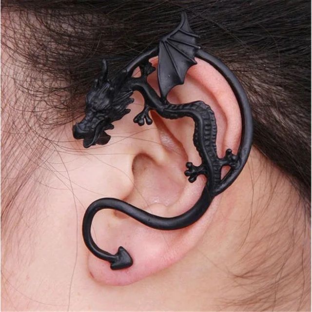 Couleur métallique: dragon de boucle d'oreille
