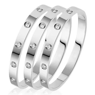 3 Pcs Argent Couleur-Bangle Largeur 4mm