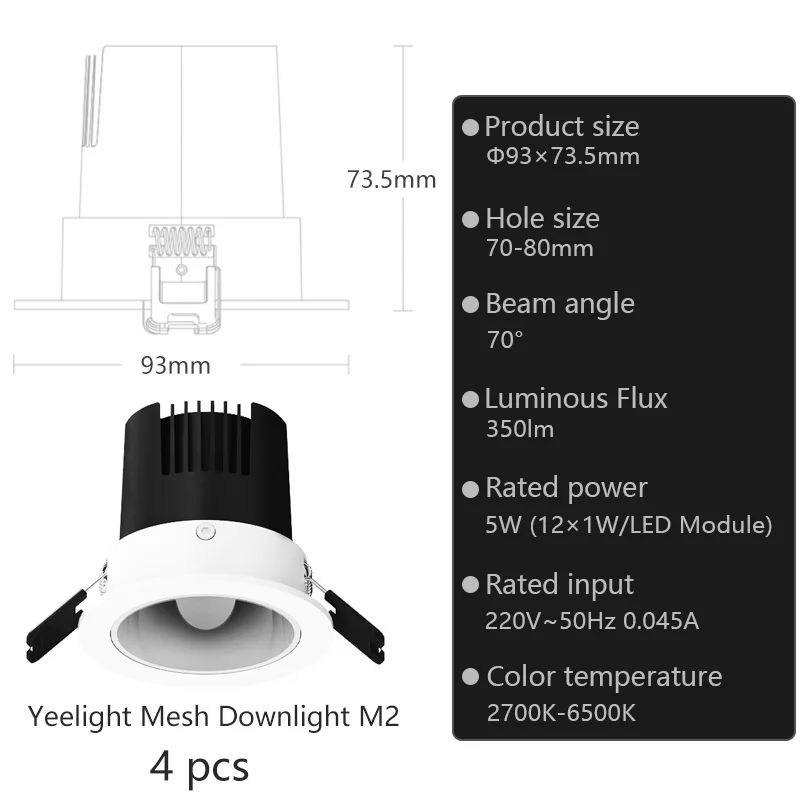 Colore: Downlight M2 4 pezzi