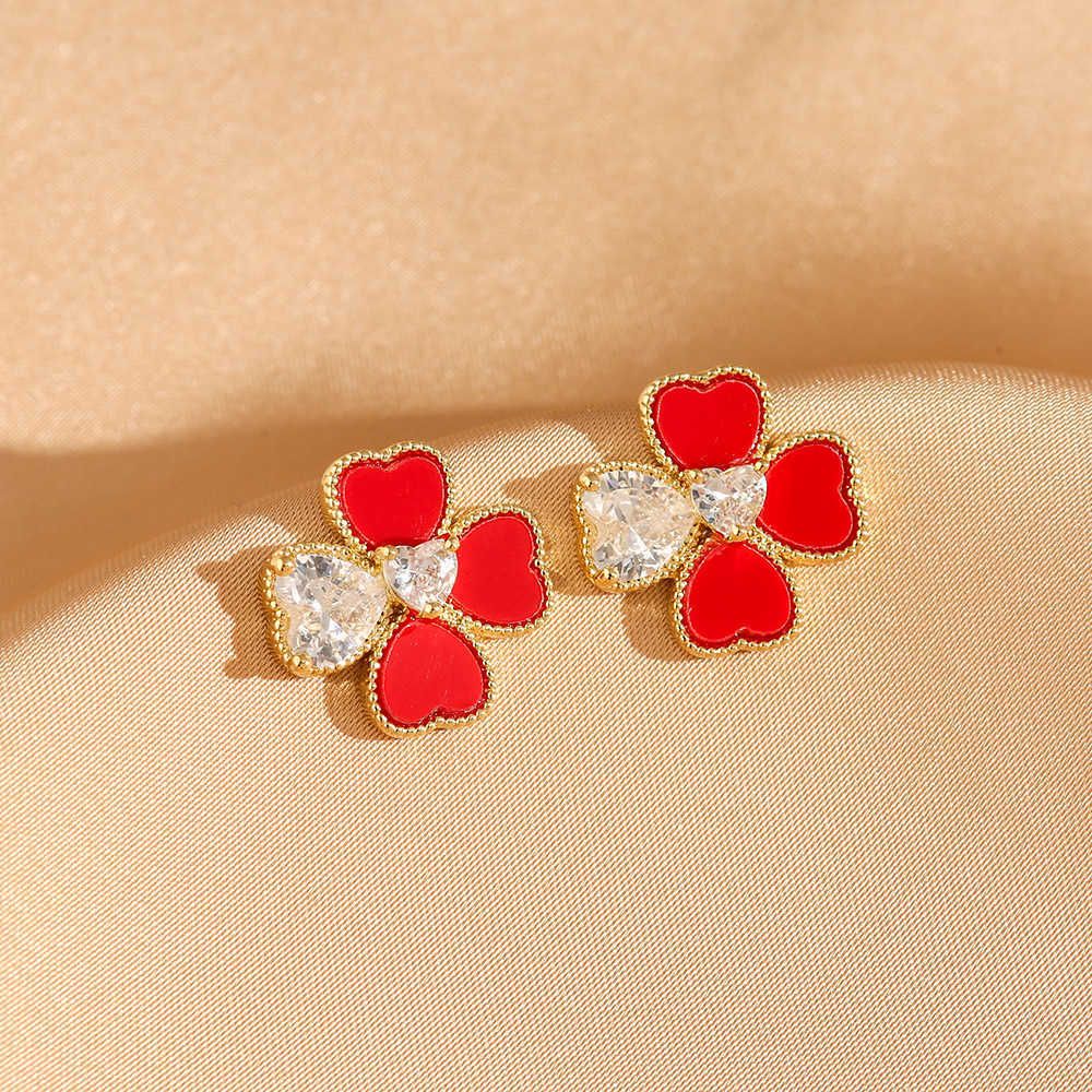 601 Boucles d'oreilles Trèfle Rouge