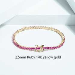 2,5 мм Ruby 14k желтого золота-7,5 дюйма