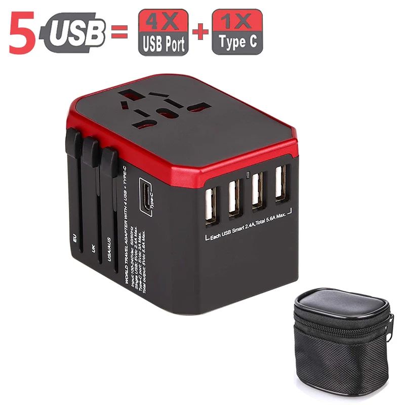 4USB 1Type C Red