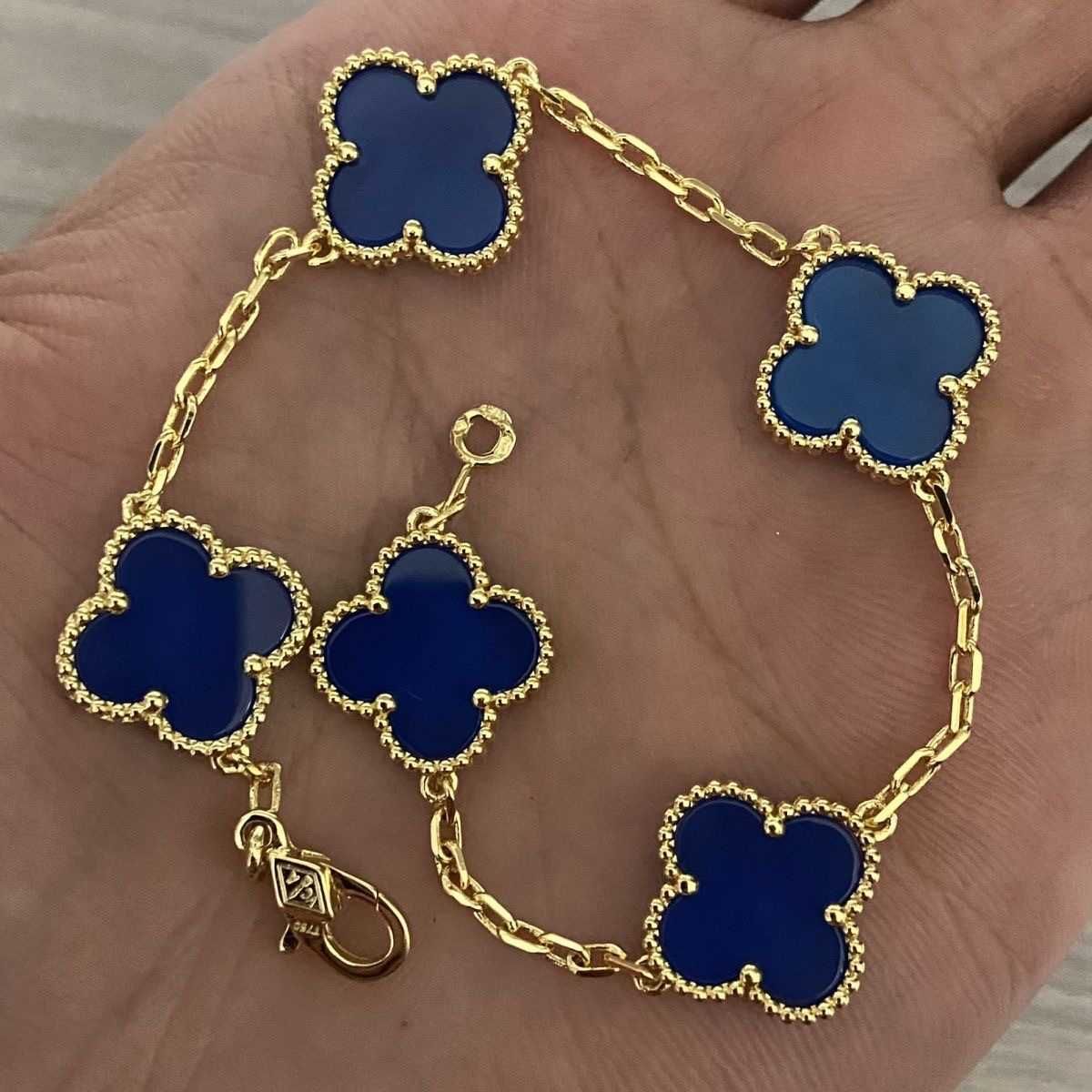 Bleu doré (bracelet cinq fleurs)