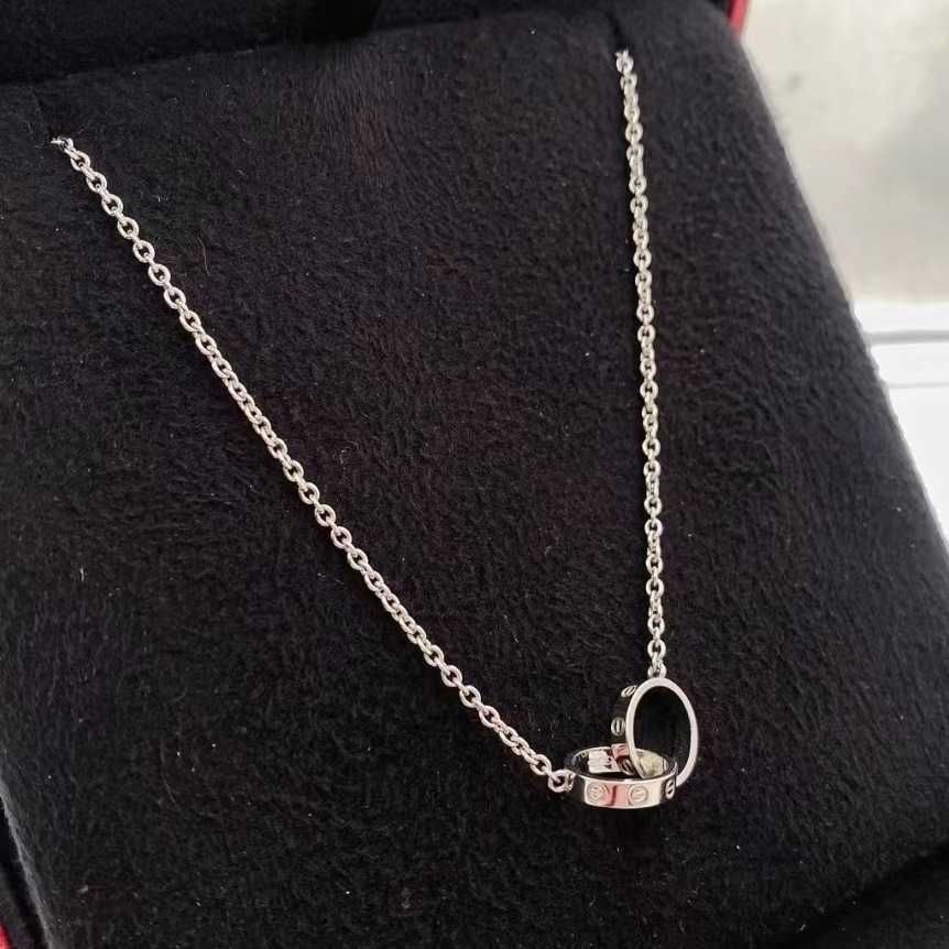 Double Ring Platinum Necklace