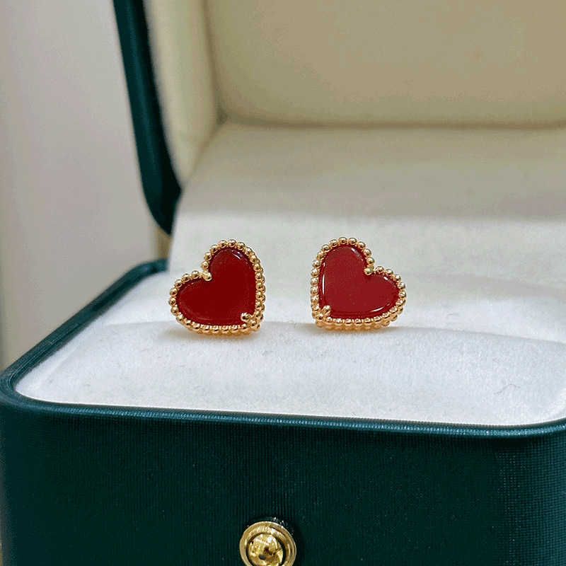 Love Peach Heart Earrings-925 Silver