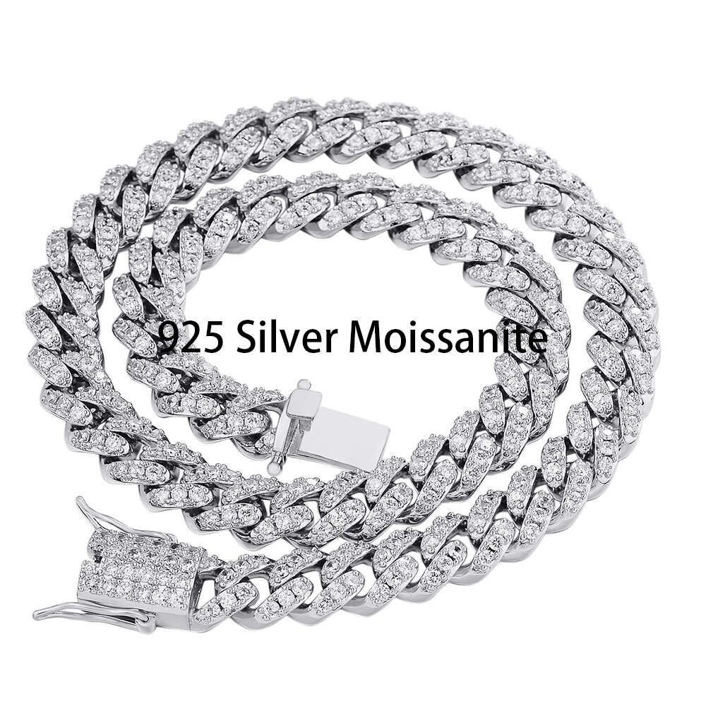 Silver with Moissnaite-Cuban Necklace-