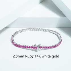 2,5 мм Ruby 14K Белое золото-8 дюймов