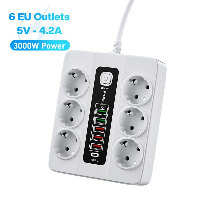 6 prises de vente blanche 1pc-eu plug